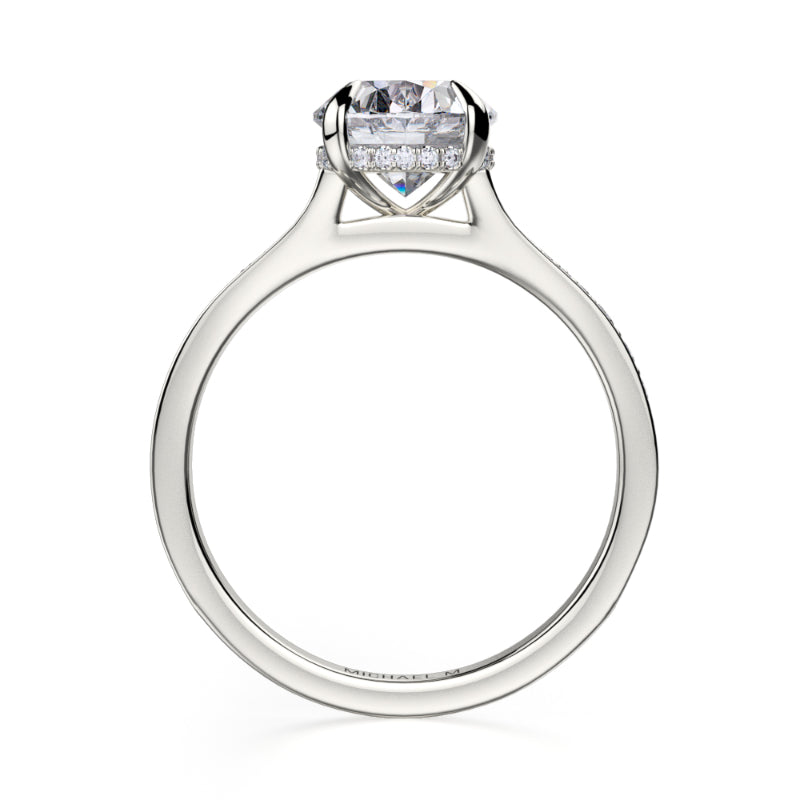 Michael M 18k White Gold Crown Engagement Ring