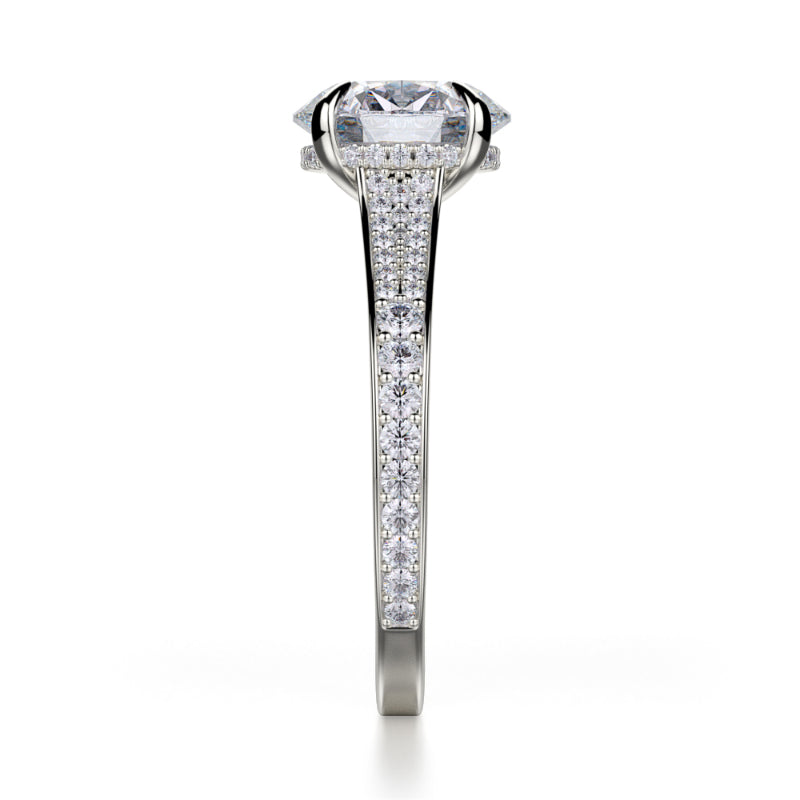 Michael M 18k White Gold Crown Engagement Ring