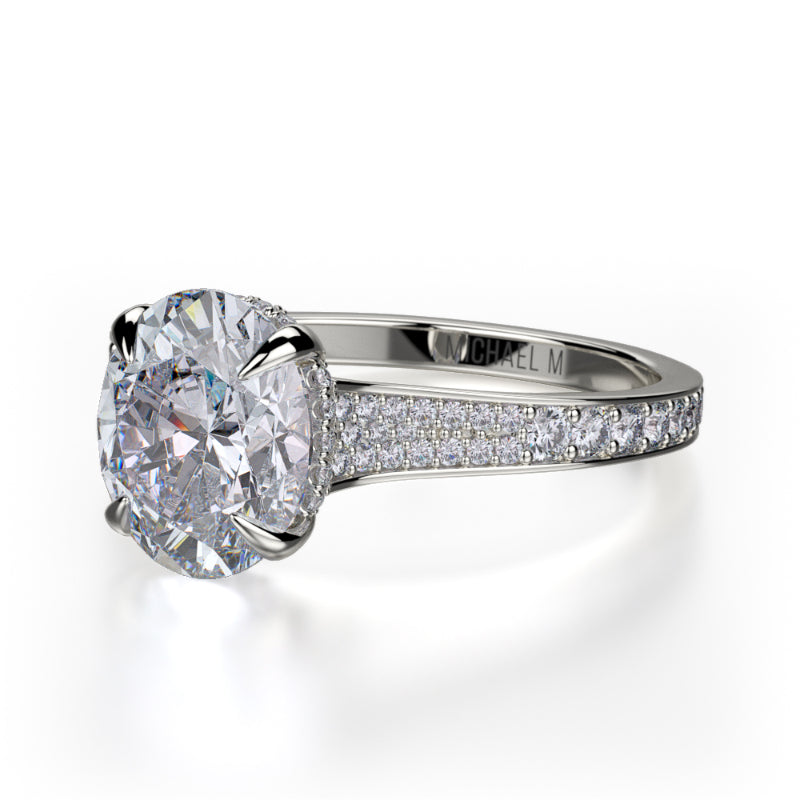 Michael M 18k White Gold Crown Engagement Ring