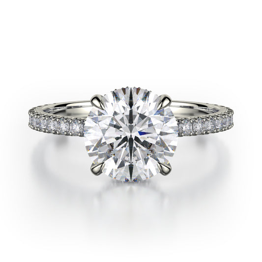 Michael M 18k White Gold Crown Engagement Ring