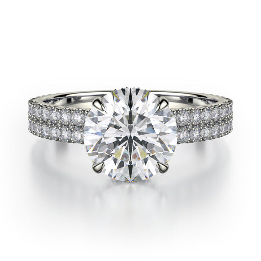 Michael M 18k White Gold Crown Engagement Ring