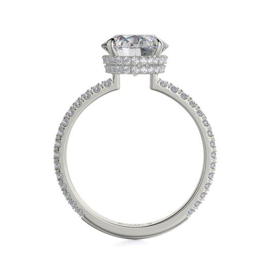 Michael M 18k White Gold Crown Engagement Ring