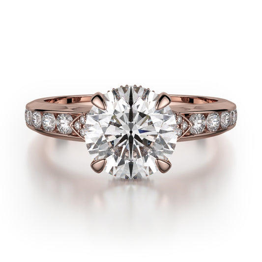 Michael M 18k Rose Gold Crown Engagement Ring