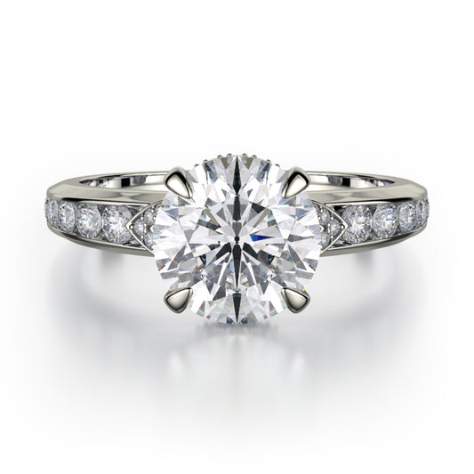 Michael M 18k White Gold Crown Engagement Ring