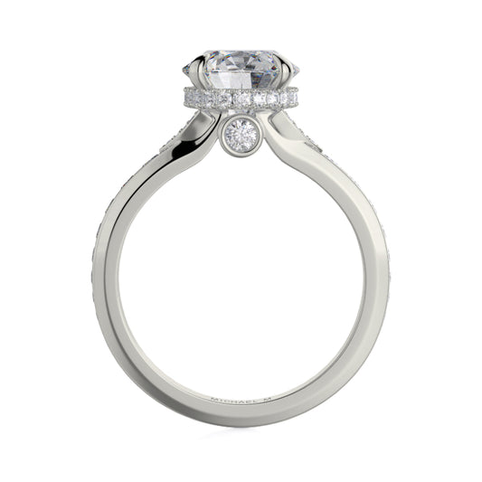 Michael M 18k White Gold Crown Engagement Ring