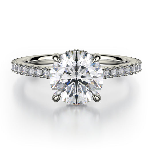 Michael M 18k White Gold Crown Engagement Ring