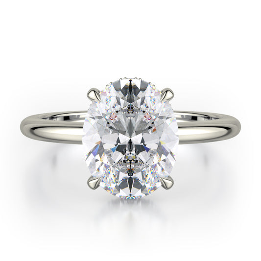 Michael M 18k White Gold Crown Engagement Ring