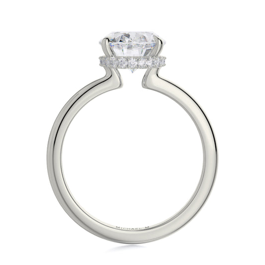 Michael M 18k White Gold Crown Engagement Ring