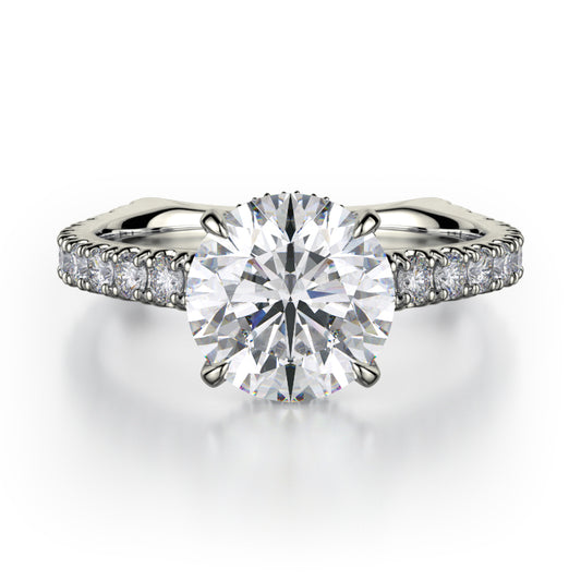Michael M 18k White Gold Crown Engagement Ring