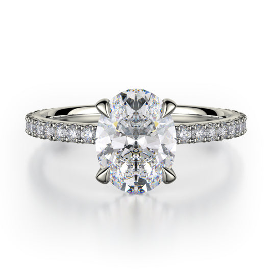 Michael M 18k White Gold Crown Engagement Ring