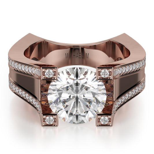 Michael M 18k Rose Gold Strada Engagement Ring