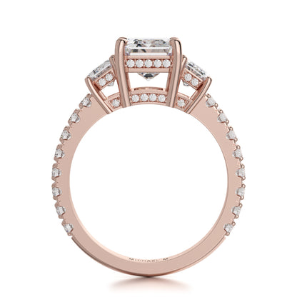 Michael M 18k Rose Gold Trinity Engagement Ring