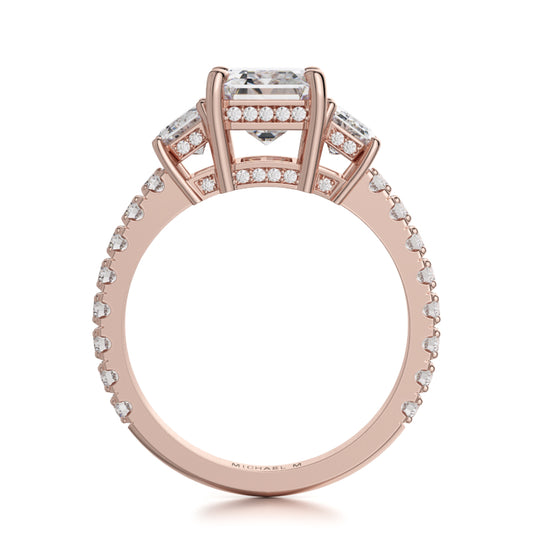 Michael M 18k Rose Gold Trinity Engagement Ring
