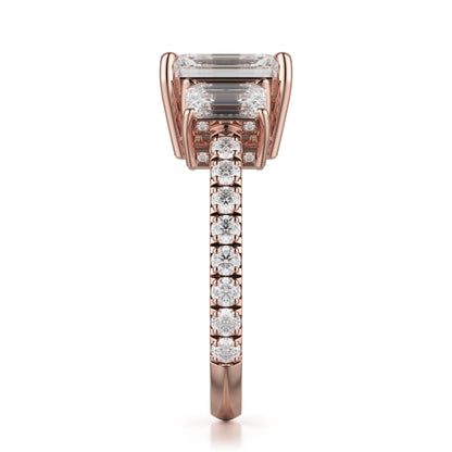 Michael M 18k Rose Gold Trinity Engagement Ring