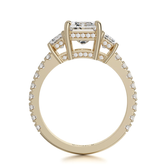 Michael M 18k Yellow Gold Trinity Engagement Ring