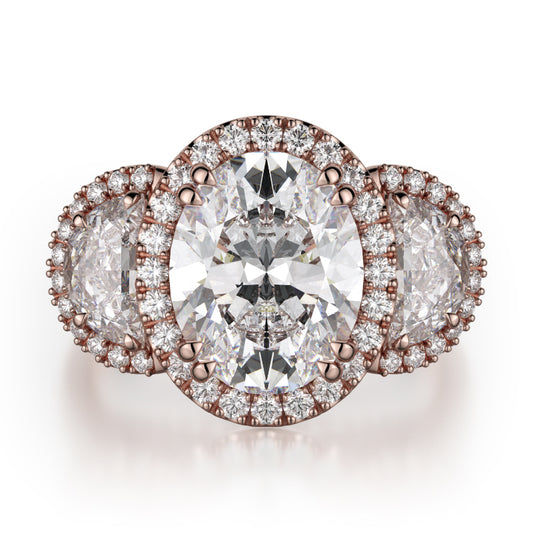 Michael M 18k Rose Gold Trinity Engagement Ring