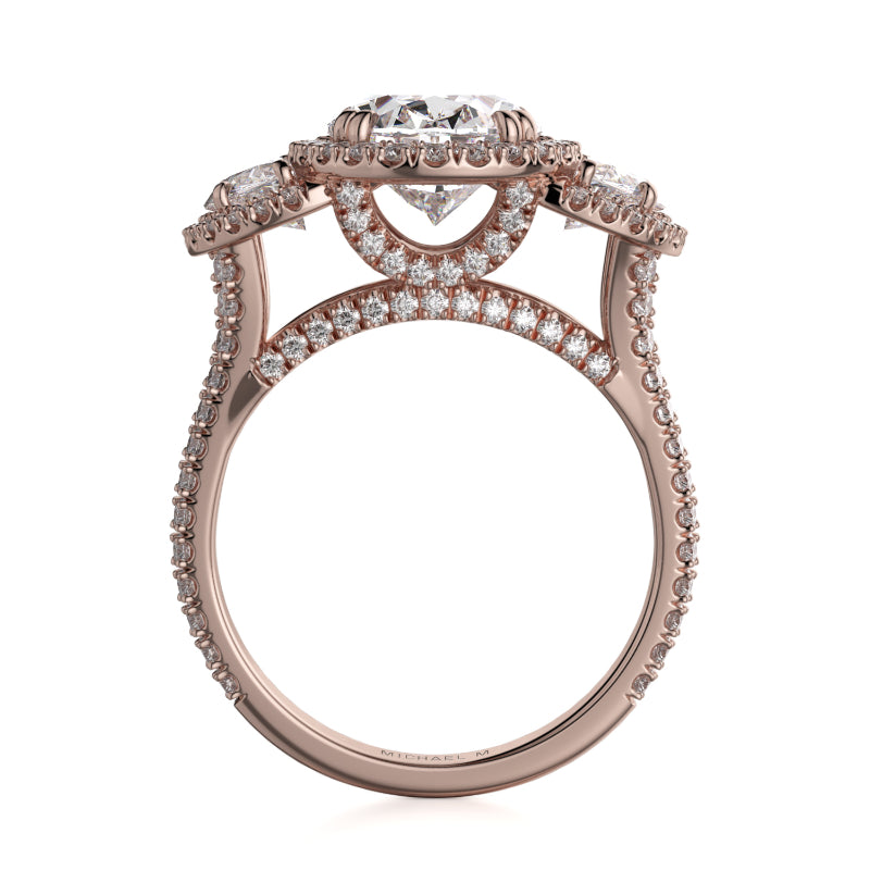 Michael M 18k Rose Gold Trinity Engagement Ring