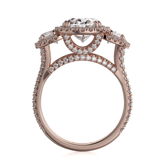 Michael M 18k Rose Gold Trinity Engagement Ring