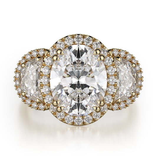 Michael M 18k Yellow Gold Trinity Engagement Ring