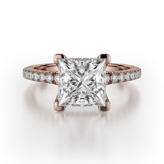 Michael M 18k Rose Gold Crown Engagement Ring