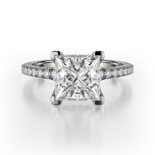 Michael M 18k White Gold Crown Engagement Ring