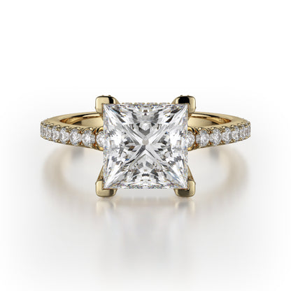 Michael M 18k Yellow Gold Crown Engagement Ring