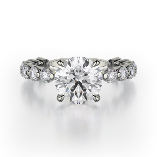 Michael M 18k White Gold Crown Engagement Ring
