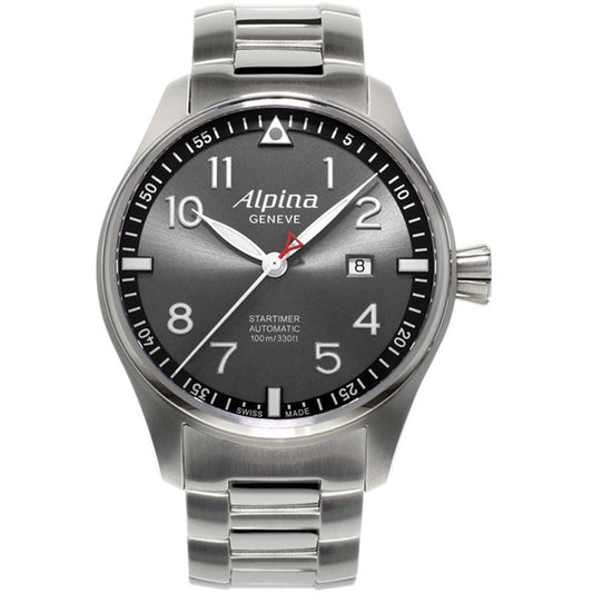 Alpina Men's Startimer Pilot Sunstar Grey Dial Steel Bracelet Automatic Watch