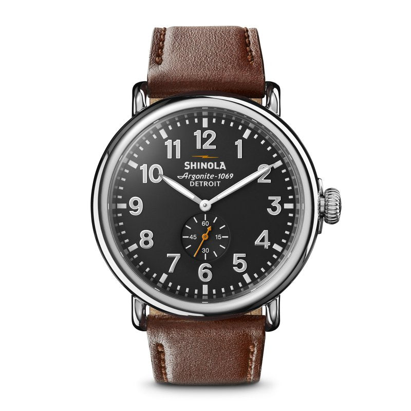 Shinola/detroit Runwell 47mm Cool Gray Dial Dark Cognac Leather Strap  Watch