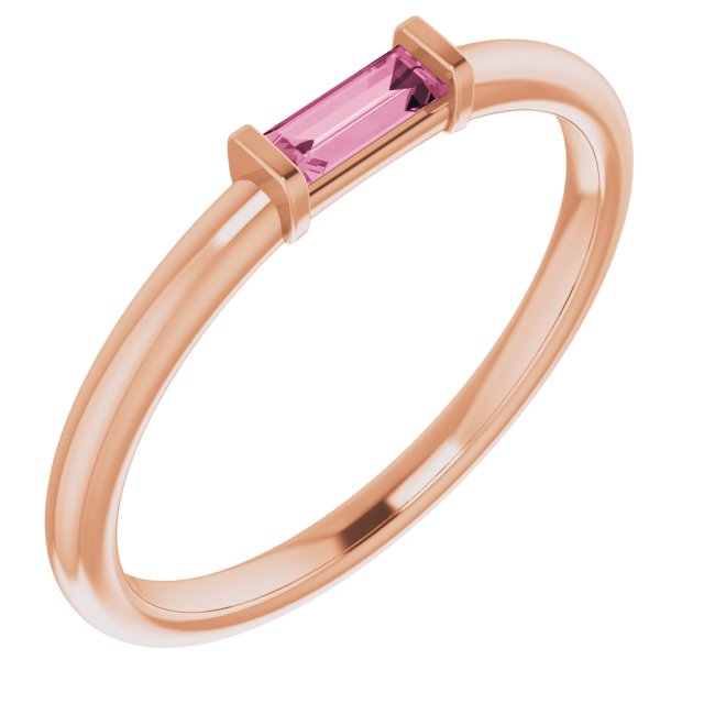 14K Rose Pink Tourmaline Stackable Ring