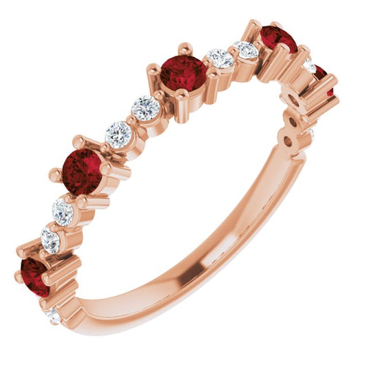 14K Rose Mozambique Garnet & 1/5 CTW Diamond Ring