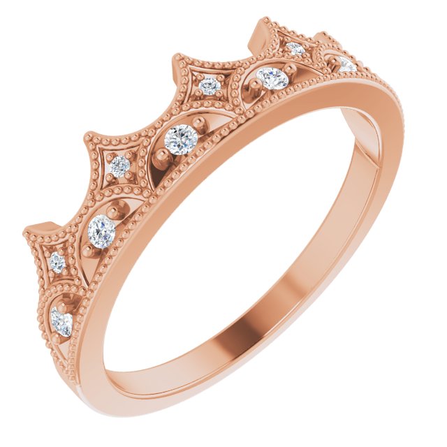 14K Rose 1/8 CTW Diamond Crown Ring