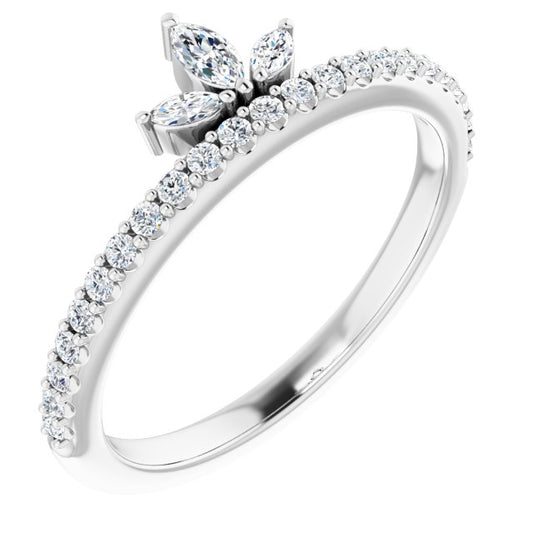 14K White 1/3 CTW Diamond Stackable Crown Ring