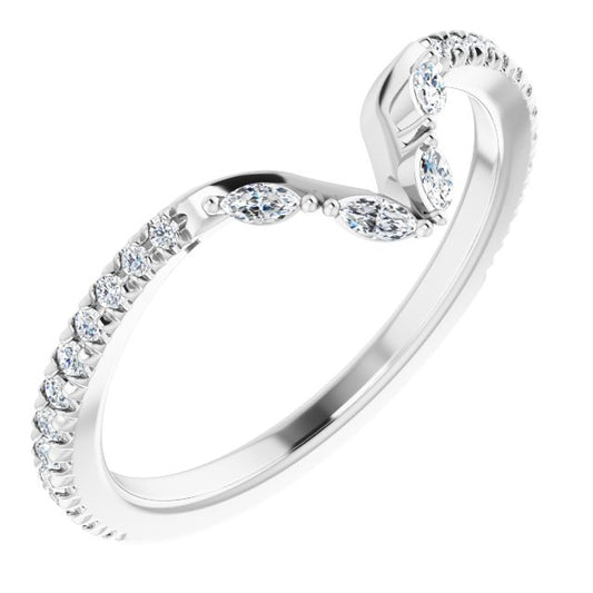 14K White 1/4 CTW Diamond French-Set Matching Band