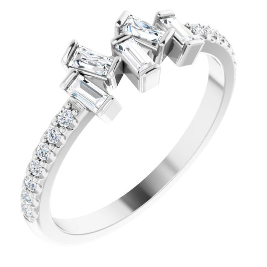 14K White 1/3 CTW Diamond Scattered Ring