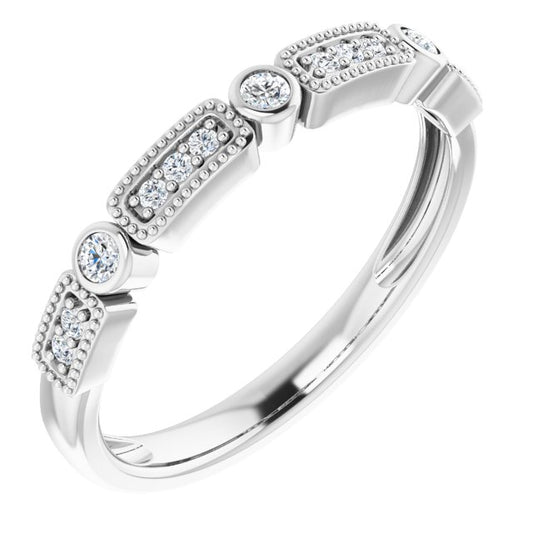 14K White 1/10 CTW Diamond Stackable Ring