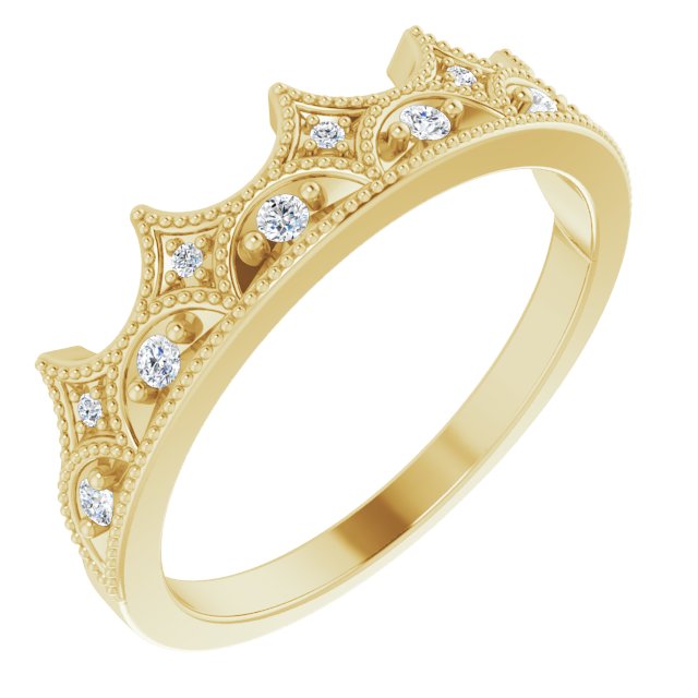 14K Yellow 1/8 CTW Diamond Crown Ring