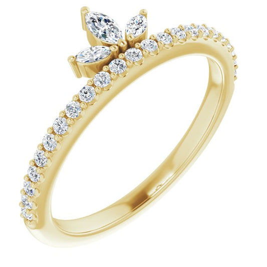 14K Yellow 1/3 CTW Diamond Stackable Crown Ring