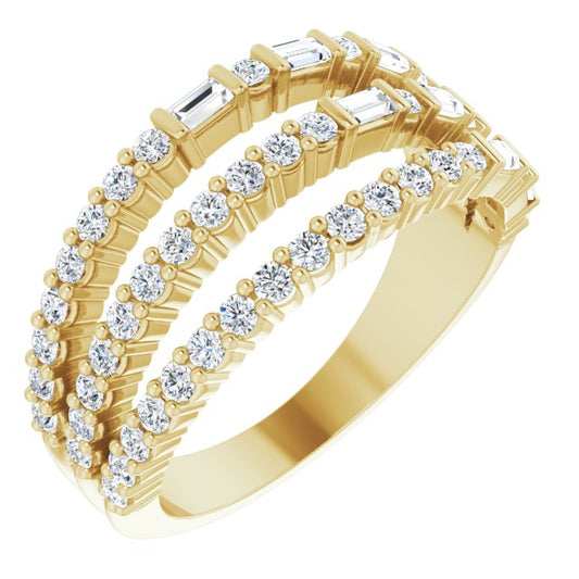 14K Yellow 7/8 CTW Diamond Stacked Ring
