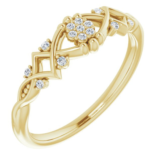 14K Yellow .06 CTW Diamond Vintage-Inspired Ring