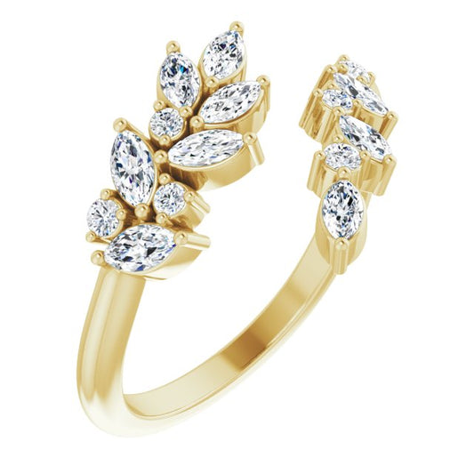 14K Yellow 1/2 CTW Diamond Bypass Ring