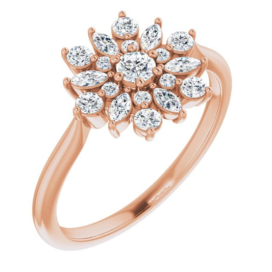 14K Rose 1/2 CTW Diamond Vintage-Inspired Ring
