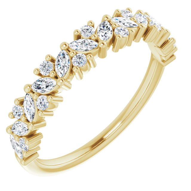 14K Yellow 1/2 CTW Diamond Tilted Marquise Anniversary Band