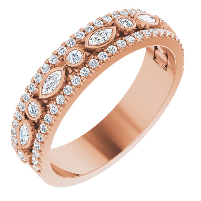 14K Rose 3/8 CTW Diamond Anniversary Band