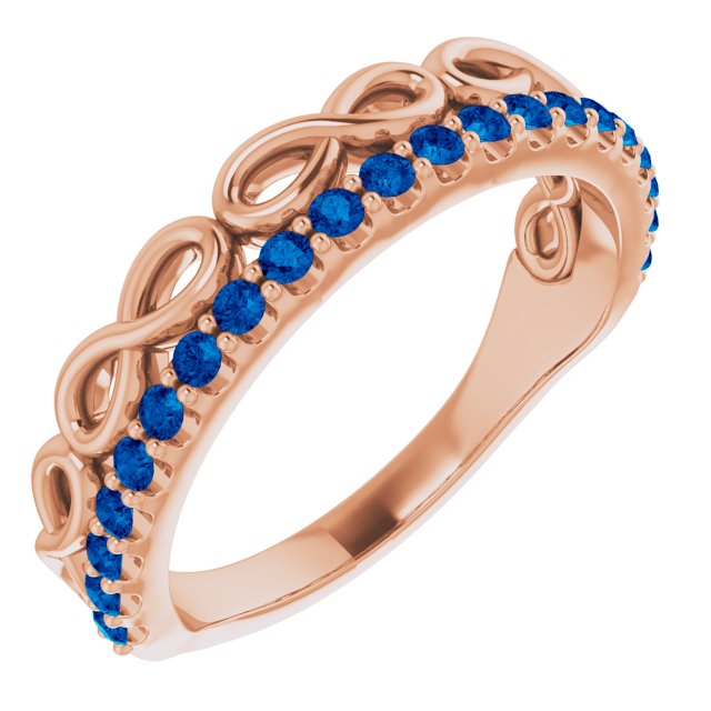 14K Rose Blue Sapphire Infinity-Inspired Stackable Ring