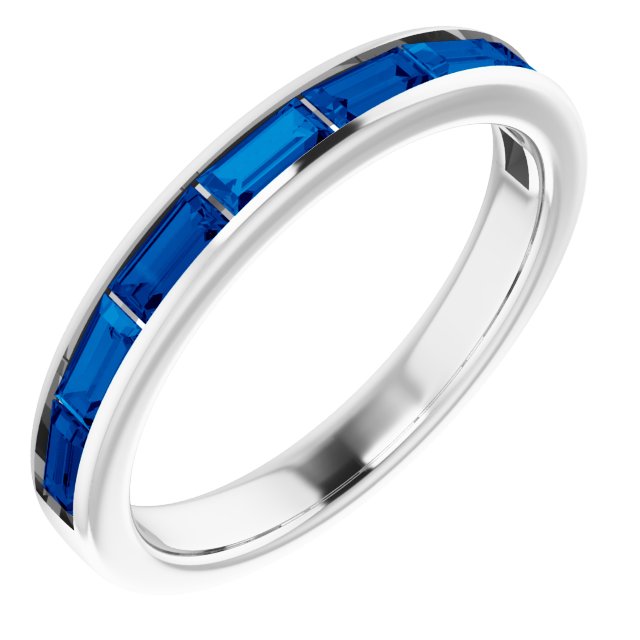 14K White Blue Sapphire Ring