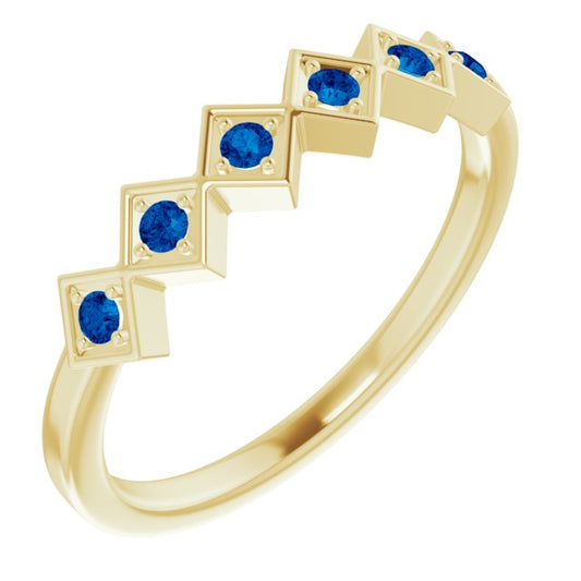 14K Yellow Blue Sapphire Stackable Ring