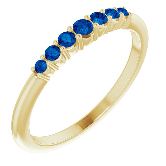 14K Yellow Blue Sapphire Stackable Ring