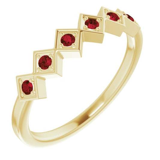14K Yellow Mozambique Garnet Stackable Ring