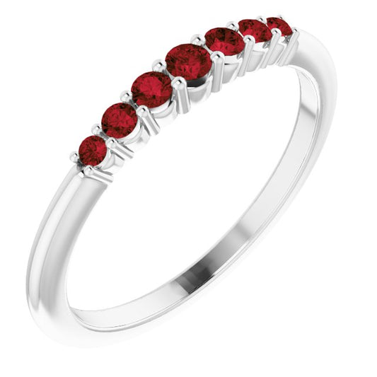 14K White Mozambique Garnet Stackable Ring